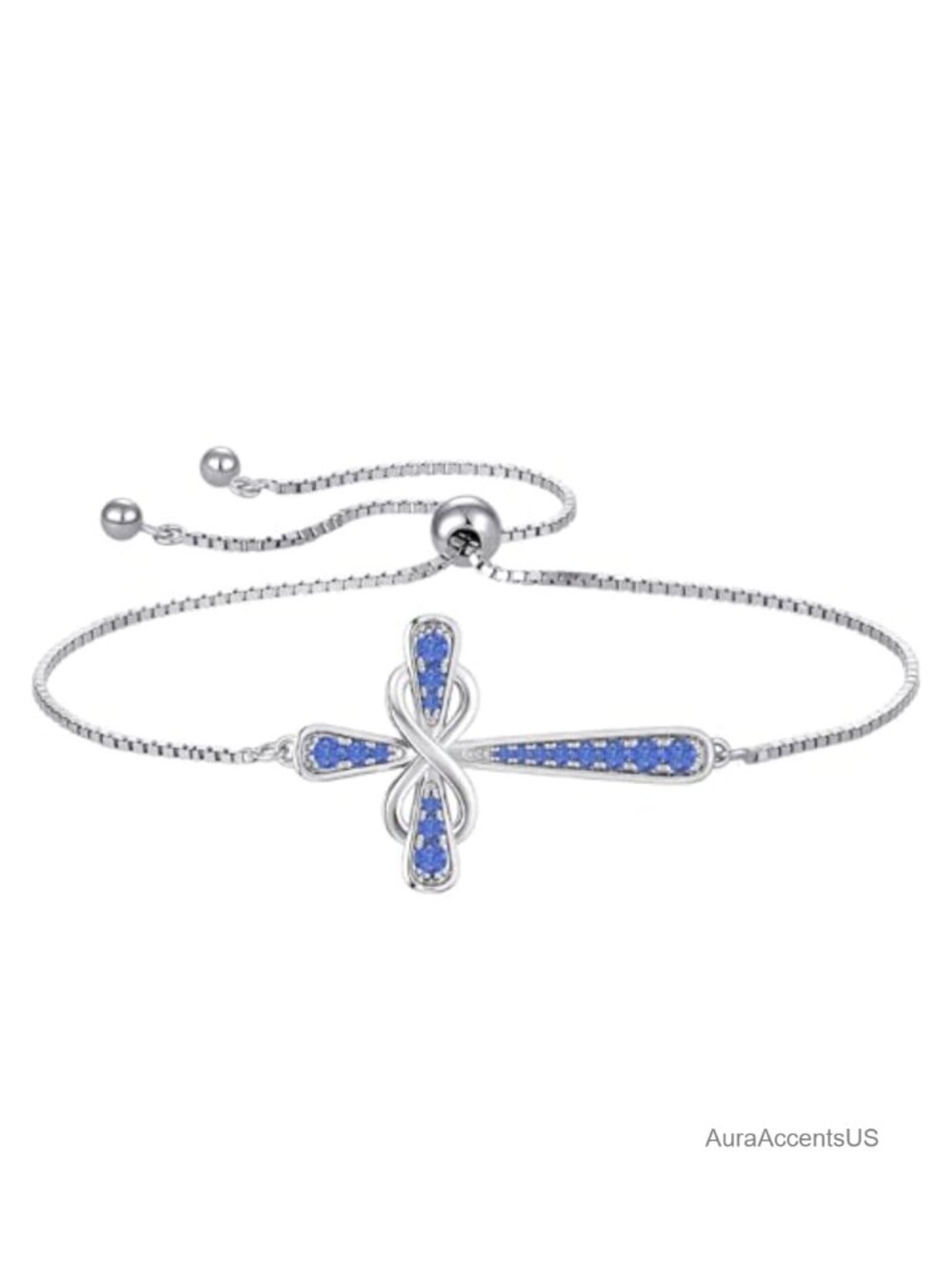 925 Sterling Silver Infinity Bracelet Round Cut Created Tanzanite Cross Link